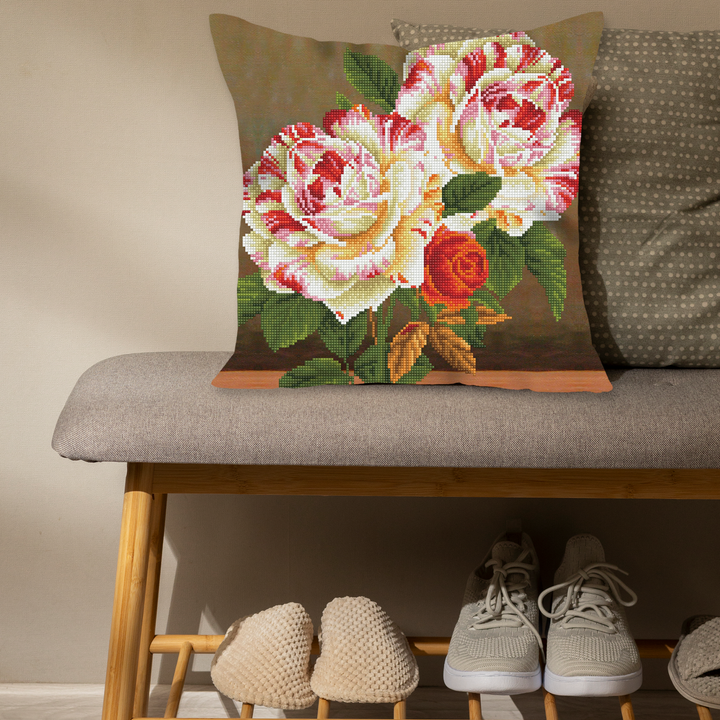 Diamond Dotz Camellia & Rose Bouquet - 17 x 17 in