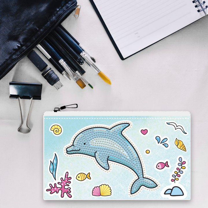 Diamond Dotz Dolphin Party Zipper Pouch - 5.51 x 8.46 in
