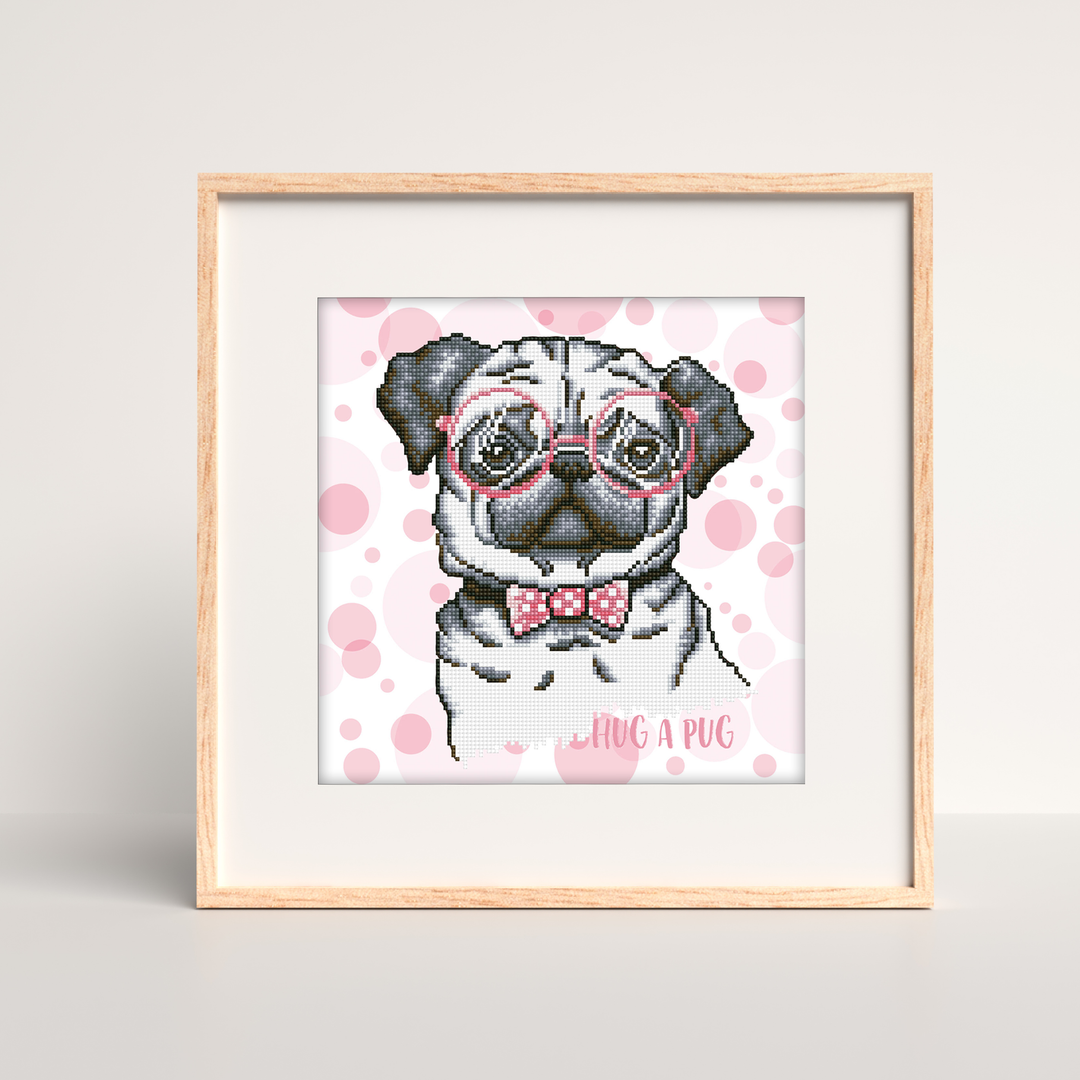 Diamond Dotz Hug A Pug with Frame - 16 x 12 in