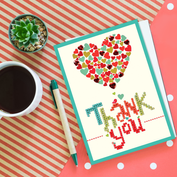 Diamond Dotz Thank You Heart - Diamond Painting Greeting Card
