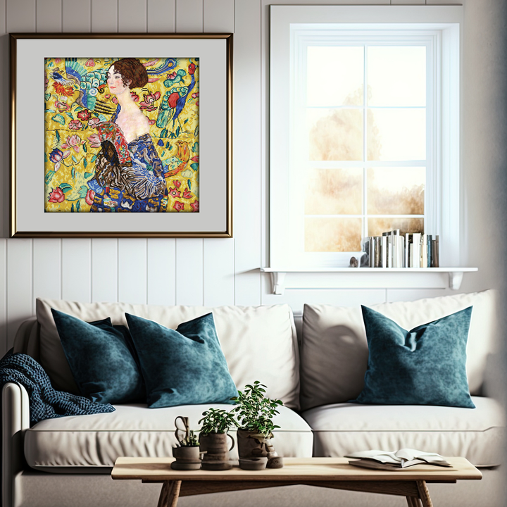 Diamond Dotz Lady with Fan (après Klimt) - 26.38 x 26.38 in