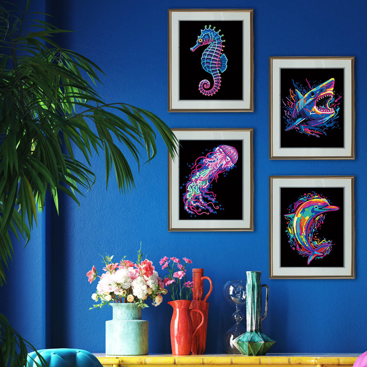 Diamond Dotz Neon Flock Sea Life - 10.0" x 8.0"