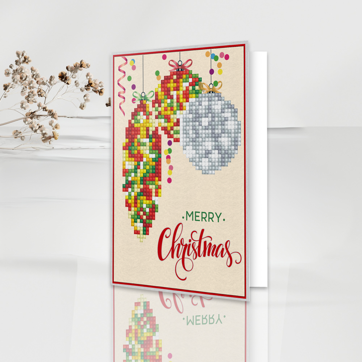 Diamond Dotz Merry Christmas Baubles Trad - Diamond Painting Greeting Card