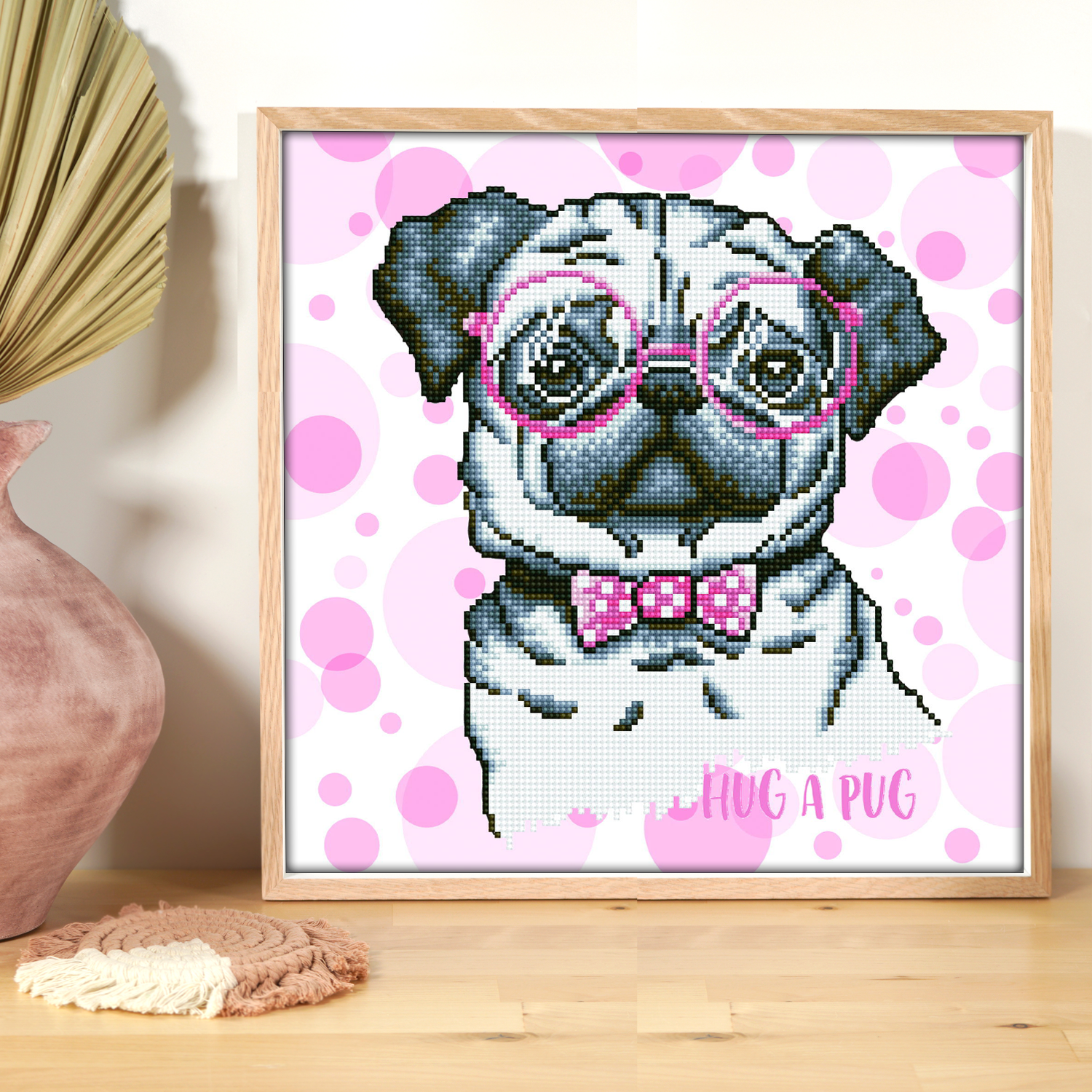 YSCOLOR Diamond Painting 3D DIY Cane Carlino: Kit Completo Tela 30x30cm, Diamanti Rotondi, Attrezzi - Ricamo Mosaico Con Strass