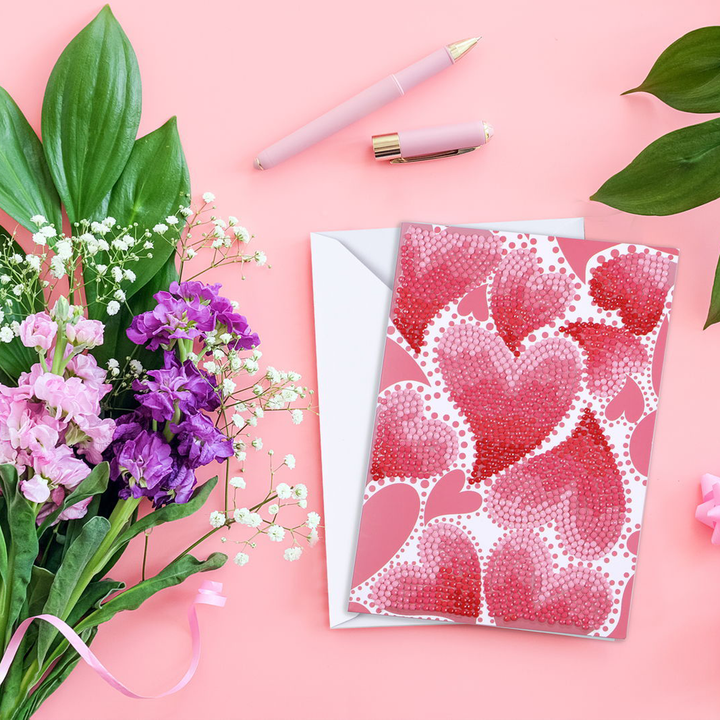 Diamond Dotz Hearts Swirl - Diamond Painting Greeting Card