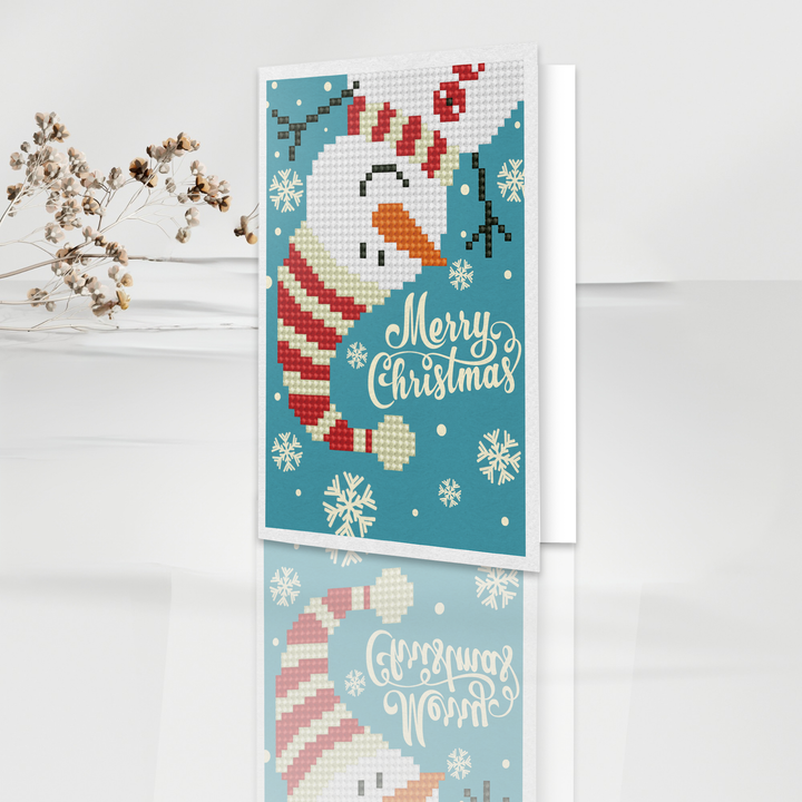 Diamond Dotz Merry Christmas Snowman - Diamond Painting Greeting Card
