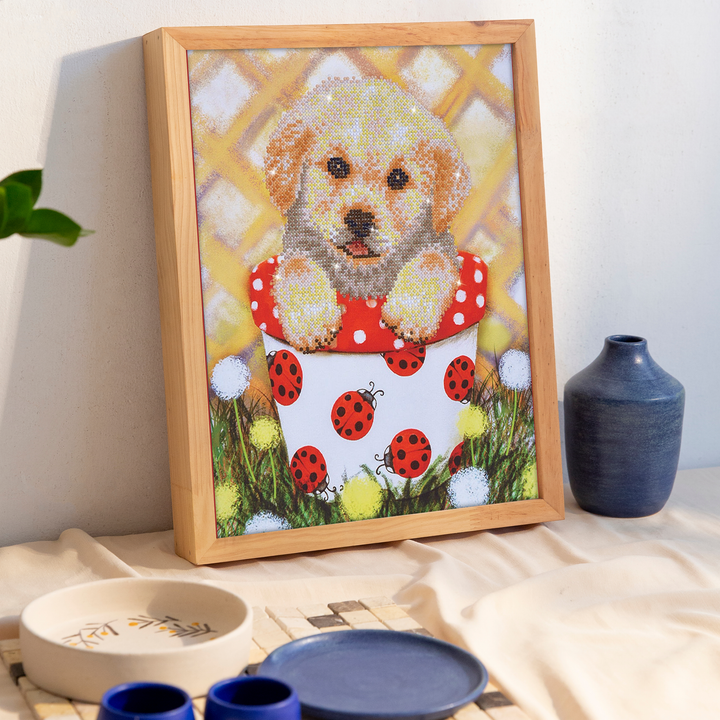 Diamond Dotz Pup in Pot - 16.5 x 11.8 in