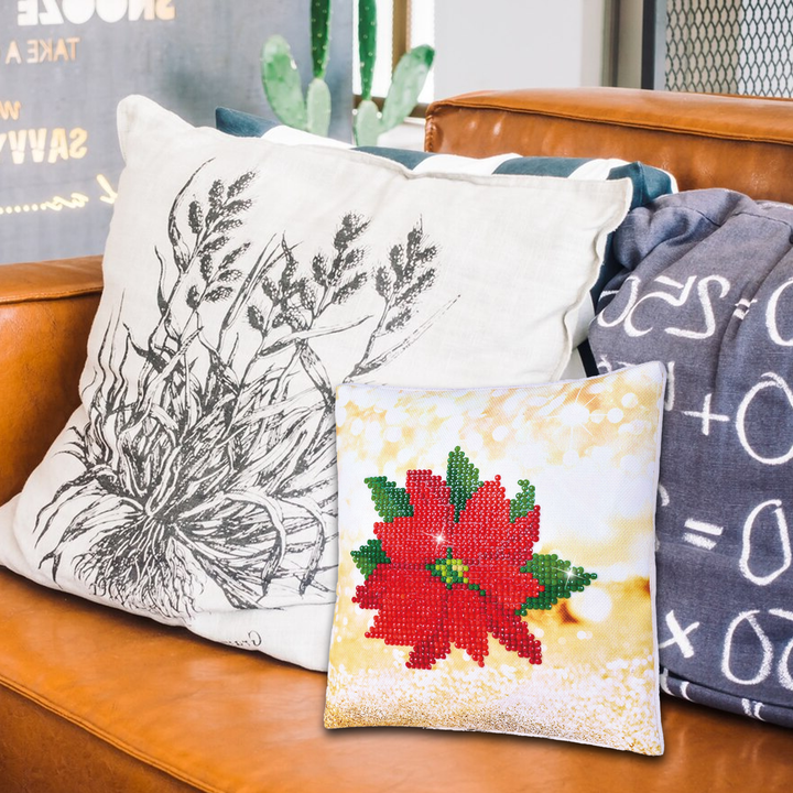 Diamond Dotz Pointsettia Pillow - 7 x 7 in
