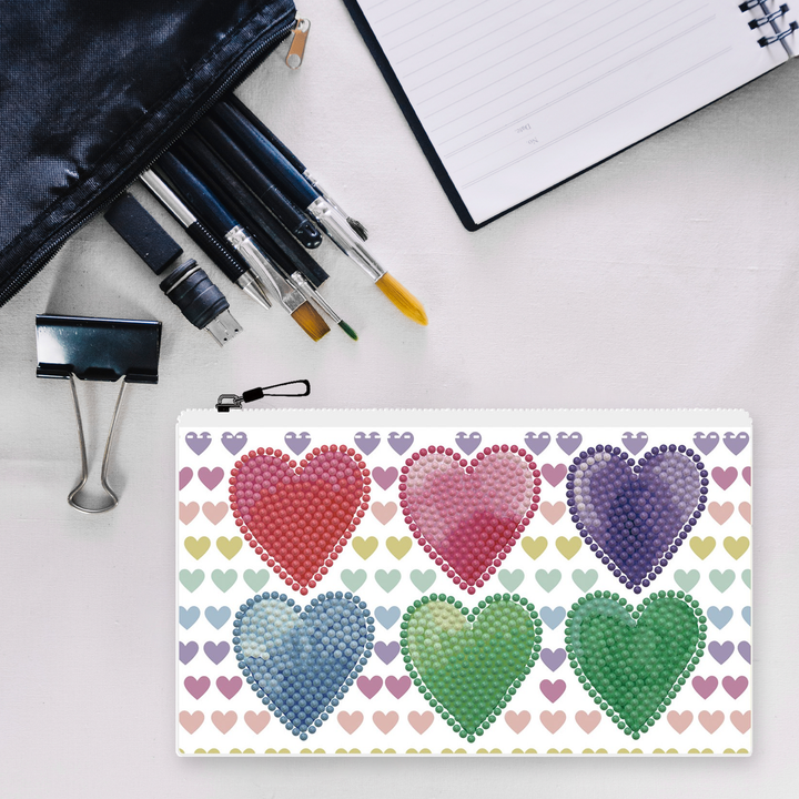 Diamond Dotz Love Hearts Zipper Pouch - 5.51 x 8.46 in