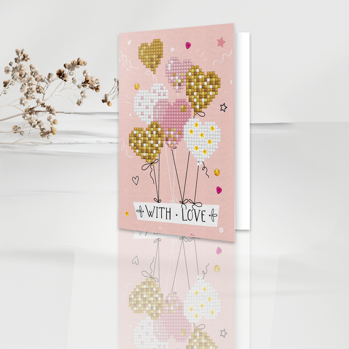 Diamond Dotz Love Balloons - Diamond Painting Greeting Card