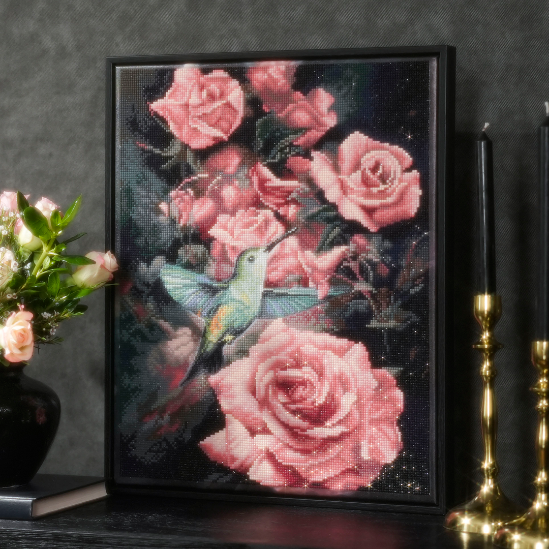 Diamond Dotz Roses & Hummingbird - Masterclass - 15.7 x 19.7 in