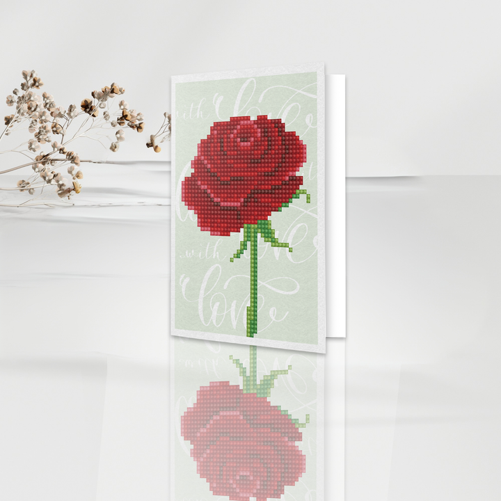 Diamond Dotz Love Rose - Diamond Painting Greeting Card
