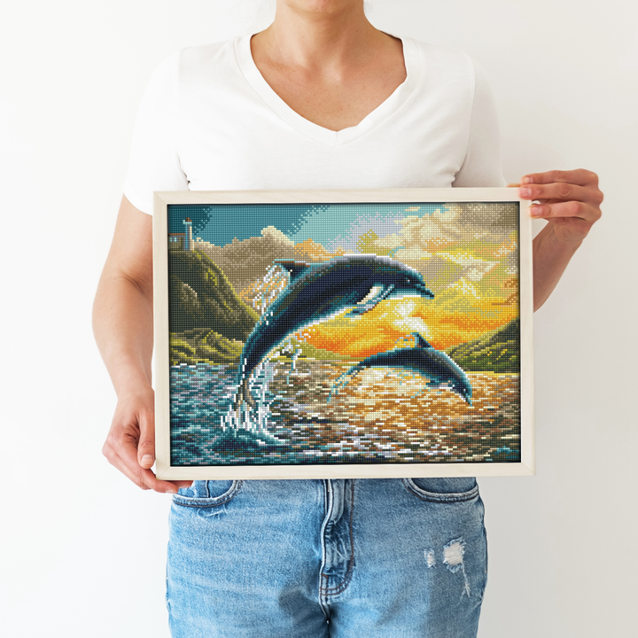 Diamond Dotz Dolphin Sunset - 12.4 x 16.54 in