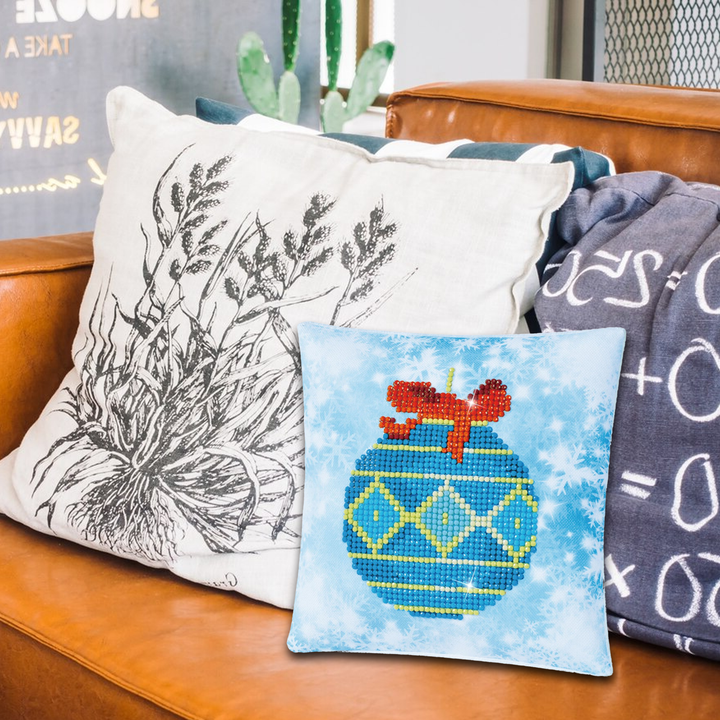Diamond Dotz Blue Bauble Pillow - 7 x 7 in