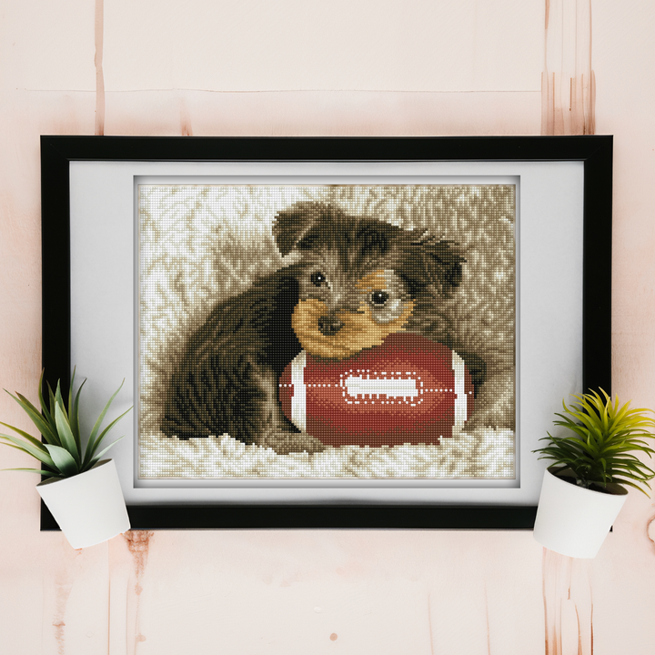 Diamond Dotz Footy Pup - Pre-Framed - 12.6 x 16.14 in