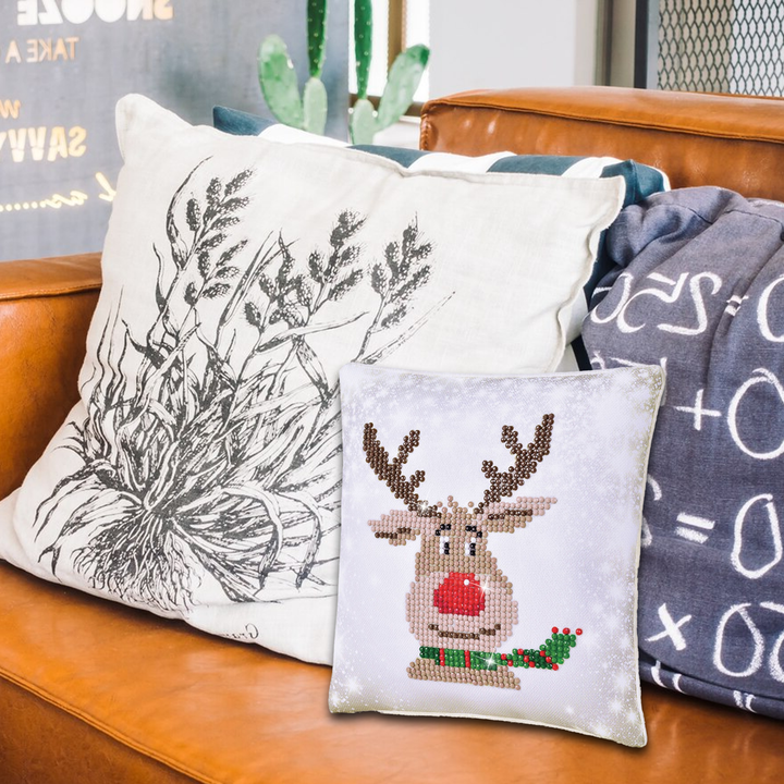 Diamond Dotz Christmas Reindeer Pillow - 7 x 7 in