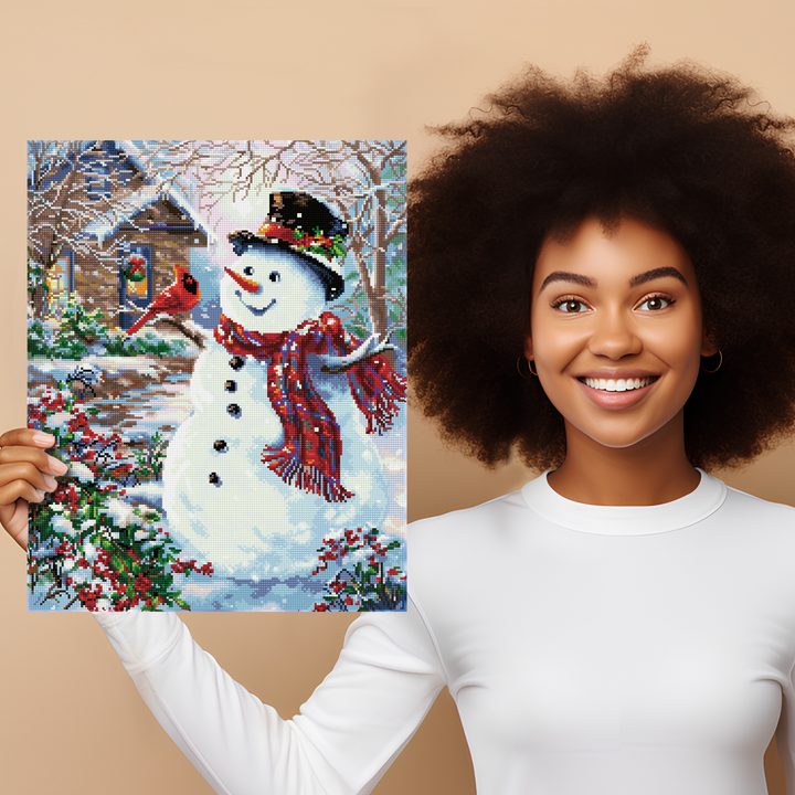 Diamond Dotz Snowman & Feathered Friend - 24.41 x 19.69 in