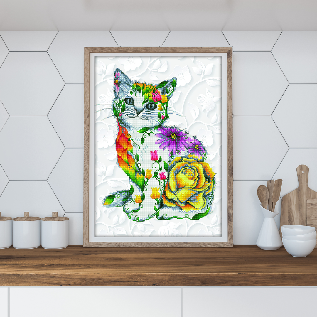 Diamond Dotz Flower Puss - 30.7 x 21.7 in