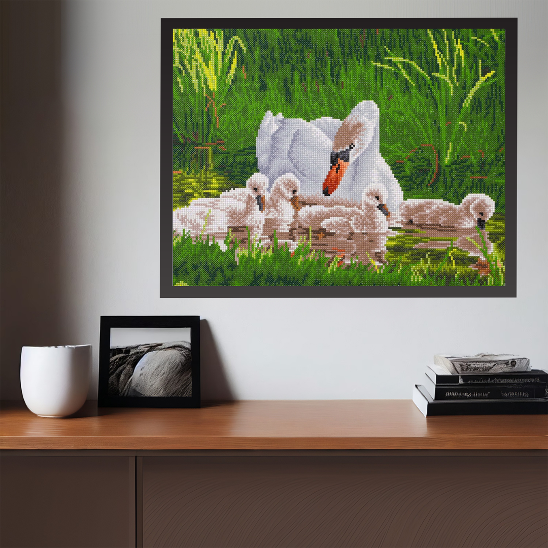Diamond Dotz Mother Swan & Signets - 24.41 x 16.14 in