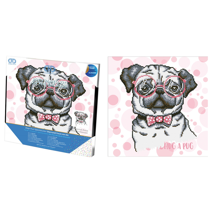 Diamond Dotz Hug A Pug with Frame - 16 x 12 in
