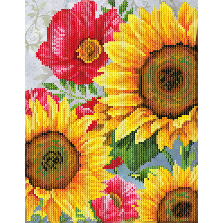 Diamond Dotz Poppies & Sunflowers - 10.6" x 13.8"