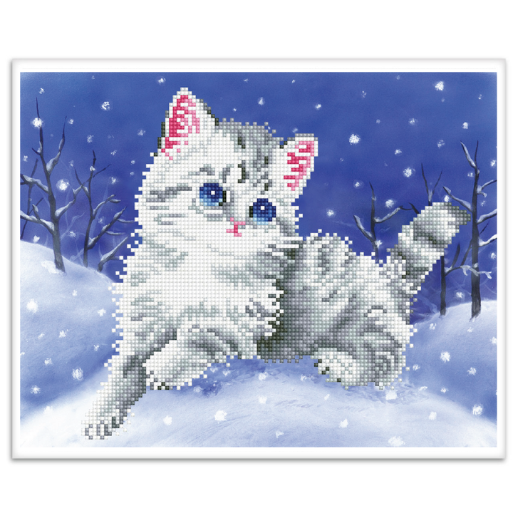 Diamond Dotz Kitten in the Snow with Frame - 14.0" x 11.0"
