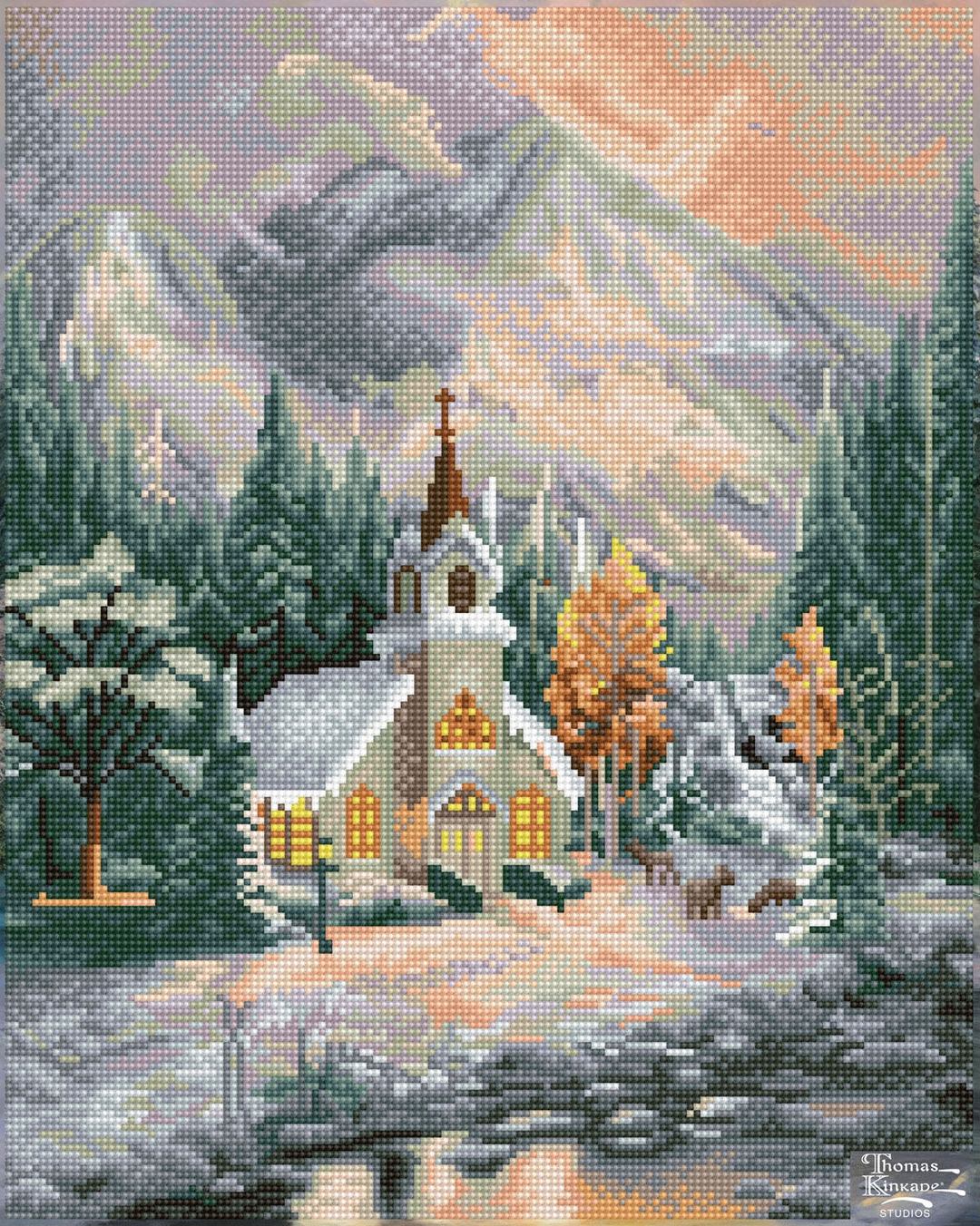 Diamond Dotz Thomas Kinkade Deer Creek Chapel - 16.0" x 20.0"