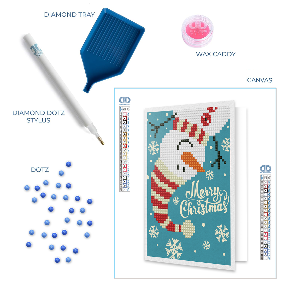 Diamond Dotz Merry Christmas Snowman - Diamond Painting Greeting Card