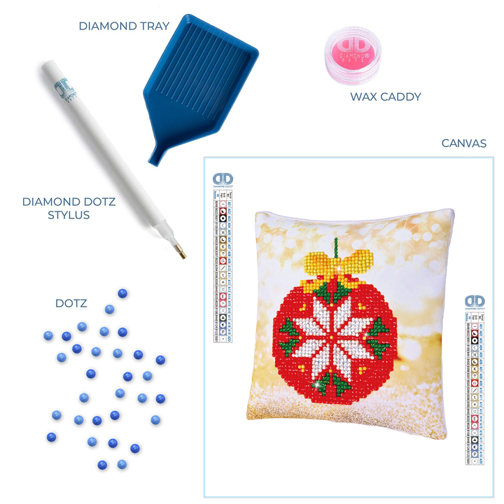 Diamond Dotz Red Bauble Pillow - 7 x 7 in