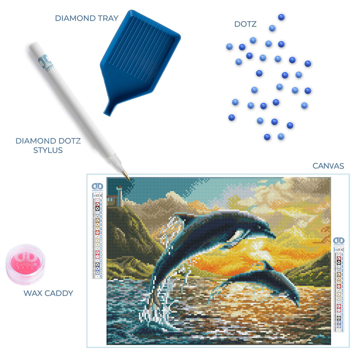 Diamond Dotz Dolphin Sunset - 12.4 x 16.54 in
