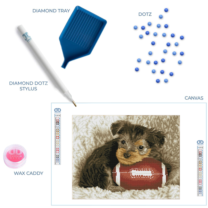 Diamond Dotz Footy Pup - Pre-Framed - 12.6 x 16.14 in