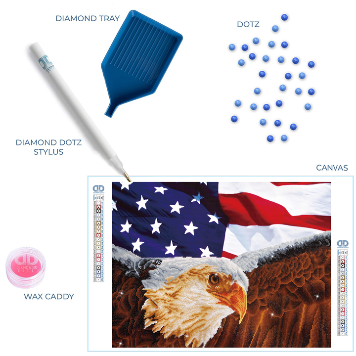 Diamond Dotz Bald Eagle & Flag - 28 x 22 in