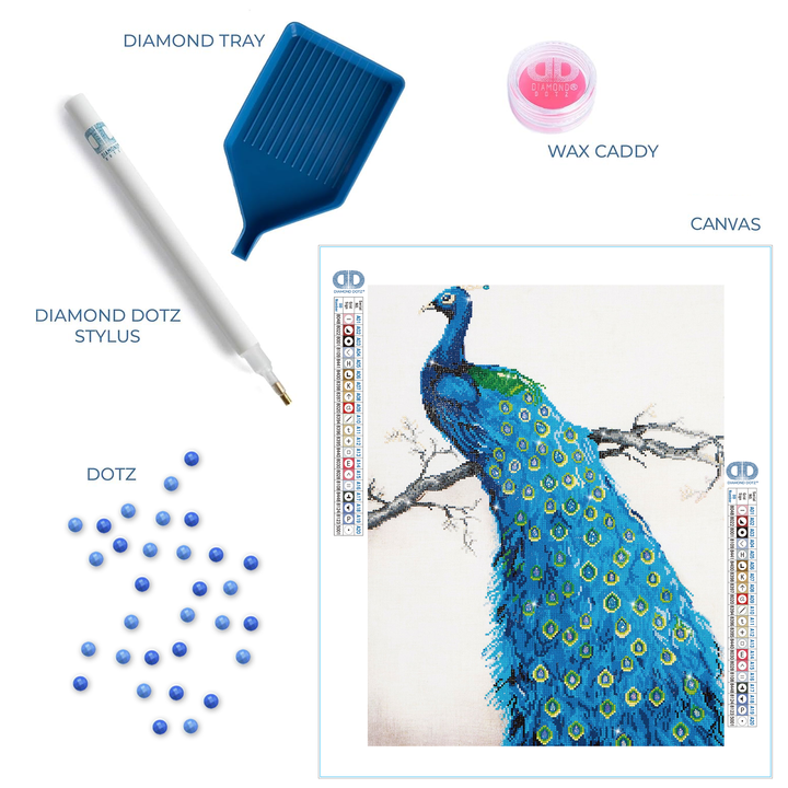 Diamond Dotz Blue Peacock - 23.6 x 33.1 in