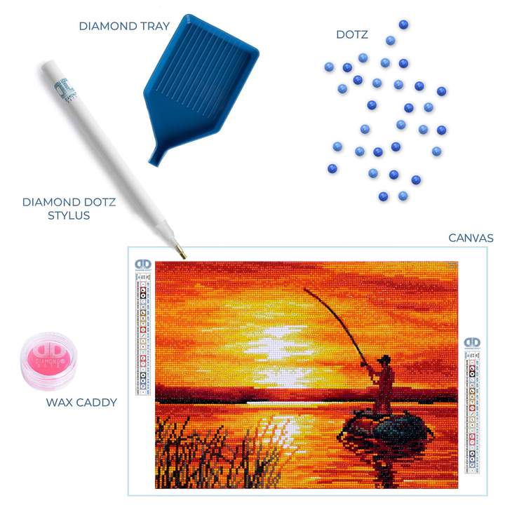 Diamond Dotz Fishing at Sunrise - 16 x 12 in