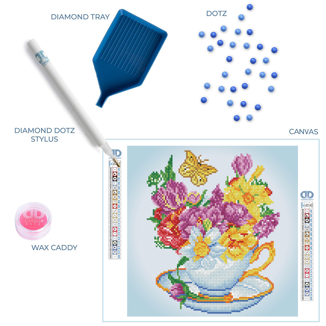 Diamond Dotz Springtime Cuppa - 6.3 x 6.3 in