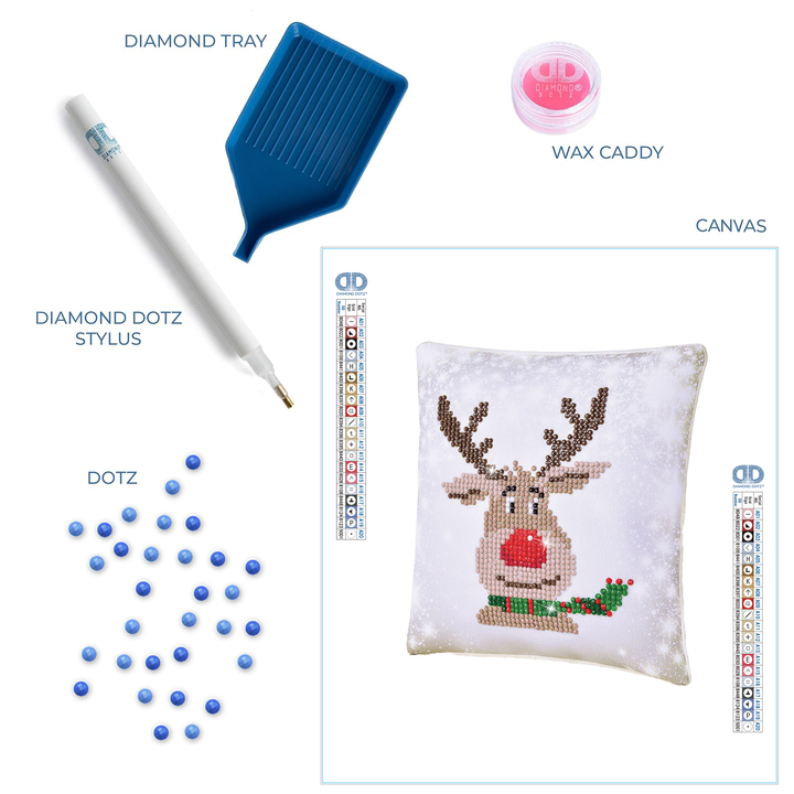 Diamond Dotz Christmas Reindeer Pillow - 7 x 7 in