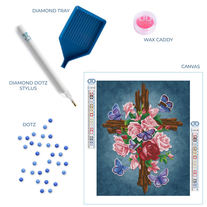 Diamond Dotz Flower Cross - 12.6 x 12.6 in
