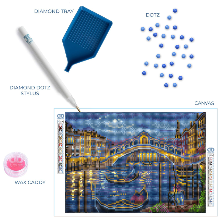 Diamond Dotz Evening Stroll to the Rialto Bridge - 9.84 x 13.78 in