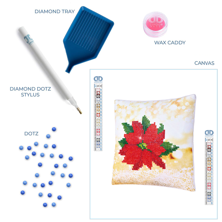 Diamond Dotz Pointsettia Pillow - 7 x 7 in