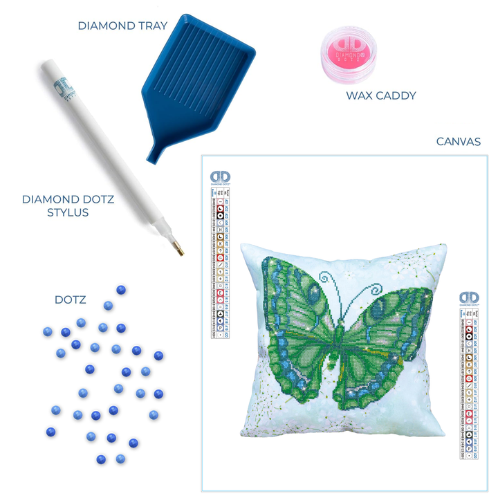 Diamond Dotz Papillon Vert Pillow - 17.7 x 17.7 in