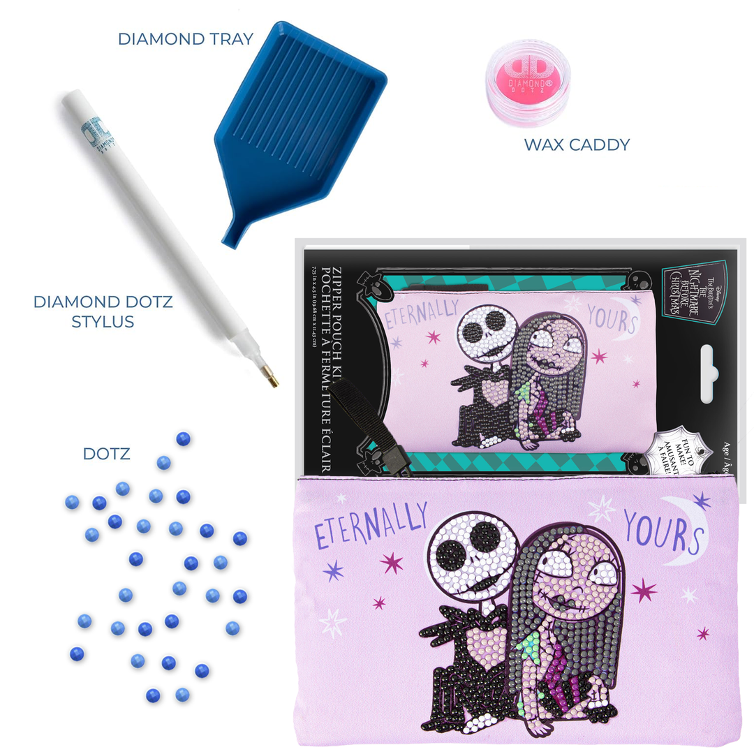 Diamond Dotz Jack and Sally Zipper Pouch - 7.75 x  4.5