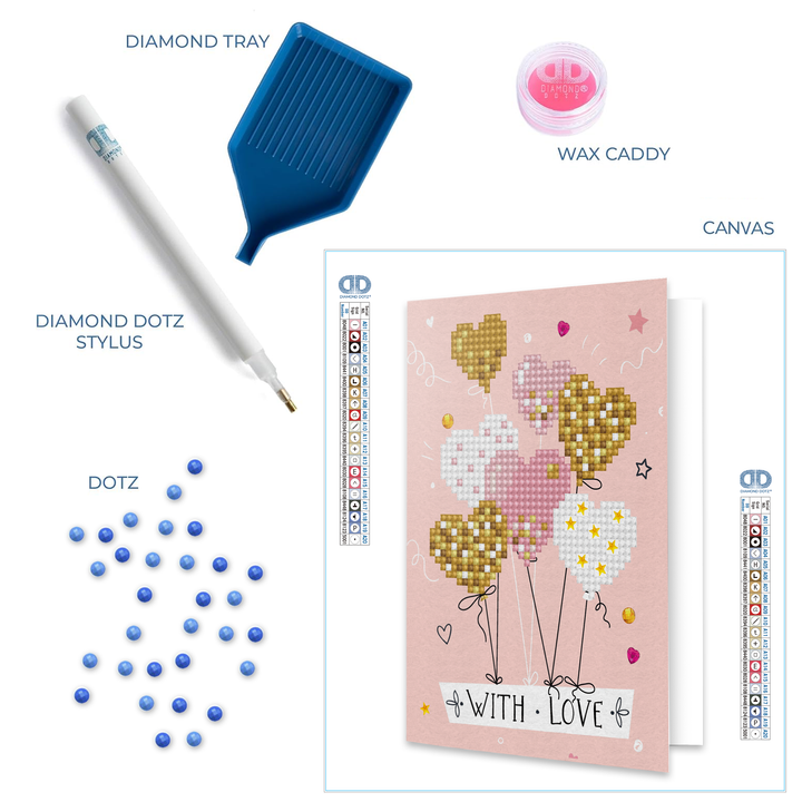 Diamond Dotz Love Balloons - Diamond Painting Greeting Card