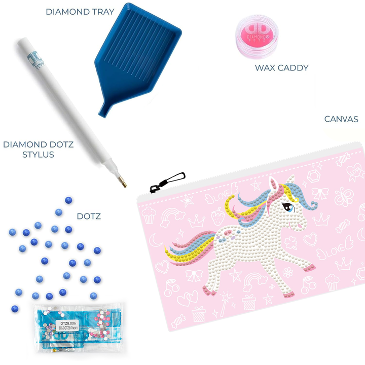 Diamond Dotz Pony Frolic Zipper Pouch - 5.51 x 8.46 in