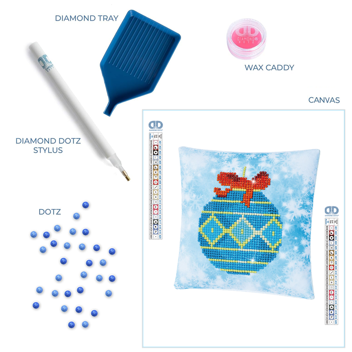 Diamond Dotz Blue Bauble Pillow - 7 x 7 in