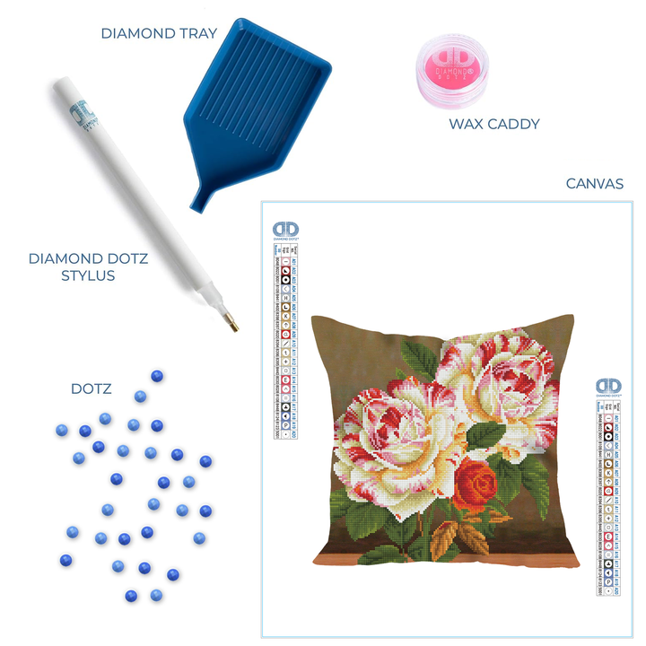 Diamond Dotz Camellia & Rose Bouquet - 17 x 17 in