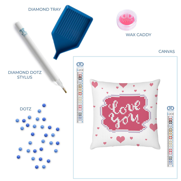 Diamond Dotz Love You Mini Pillow - 7.1 x 7.1 in