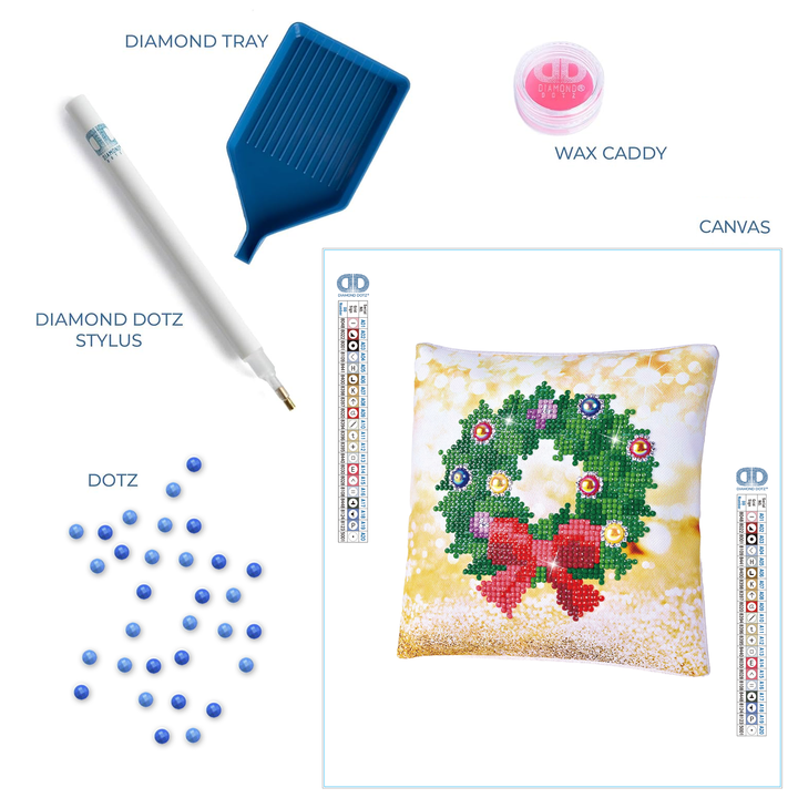 Diamond Dotz Christmas Wreath Pillow - 7 x 7 in