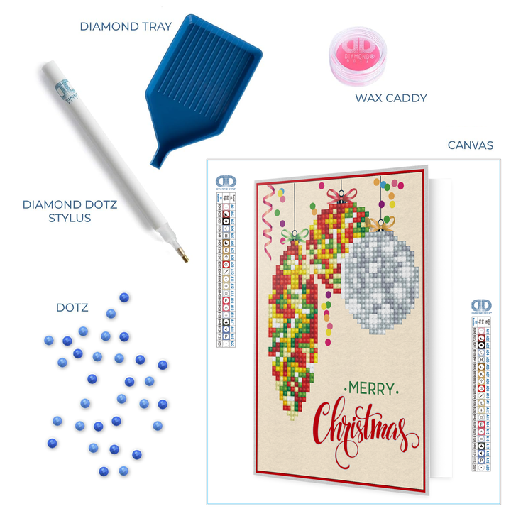 Diamond Dotz Merry Christmas Baubles Trad - Diamond Painting Greeting Card