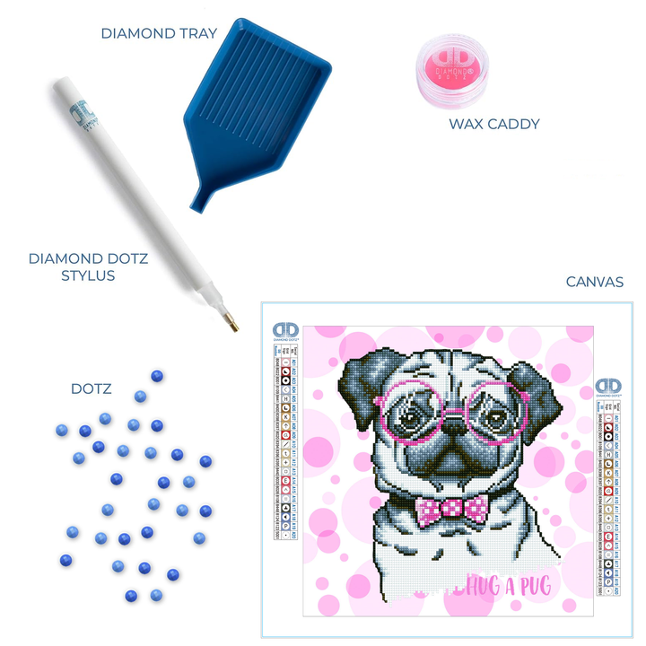 Diamond Dotz Hug A Pug - 13.8 x 13.8 in