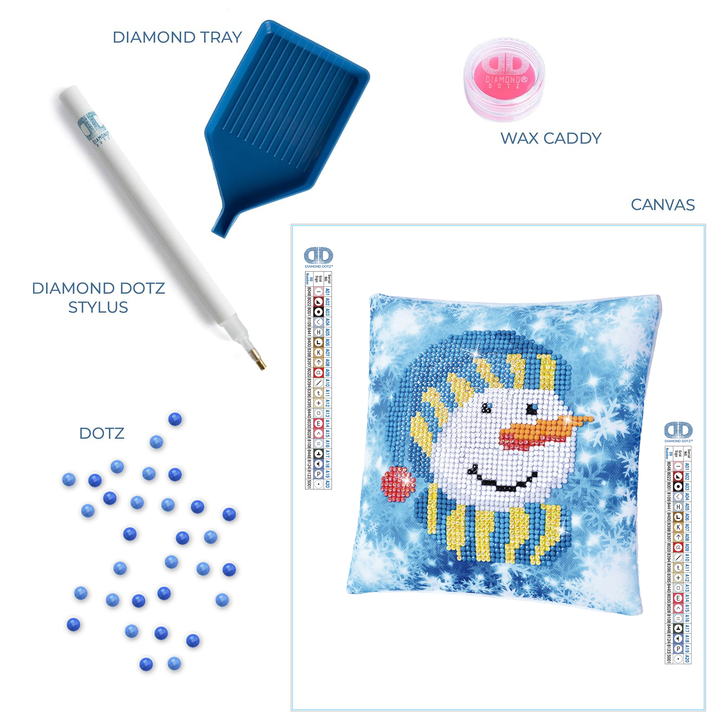 Diamond Dotz Snowman Cap Pillow - 7 x 7 in
